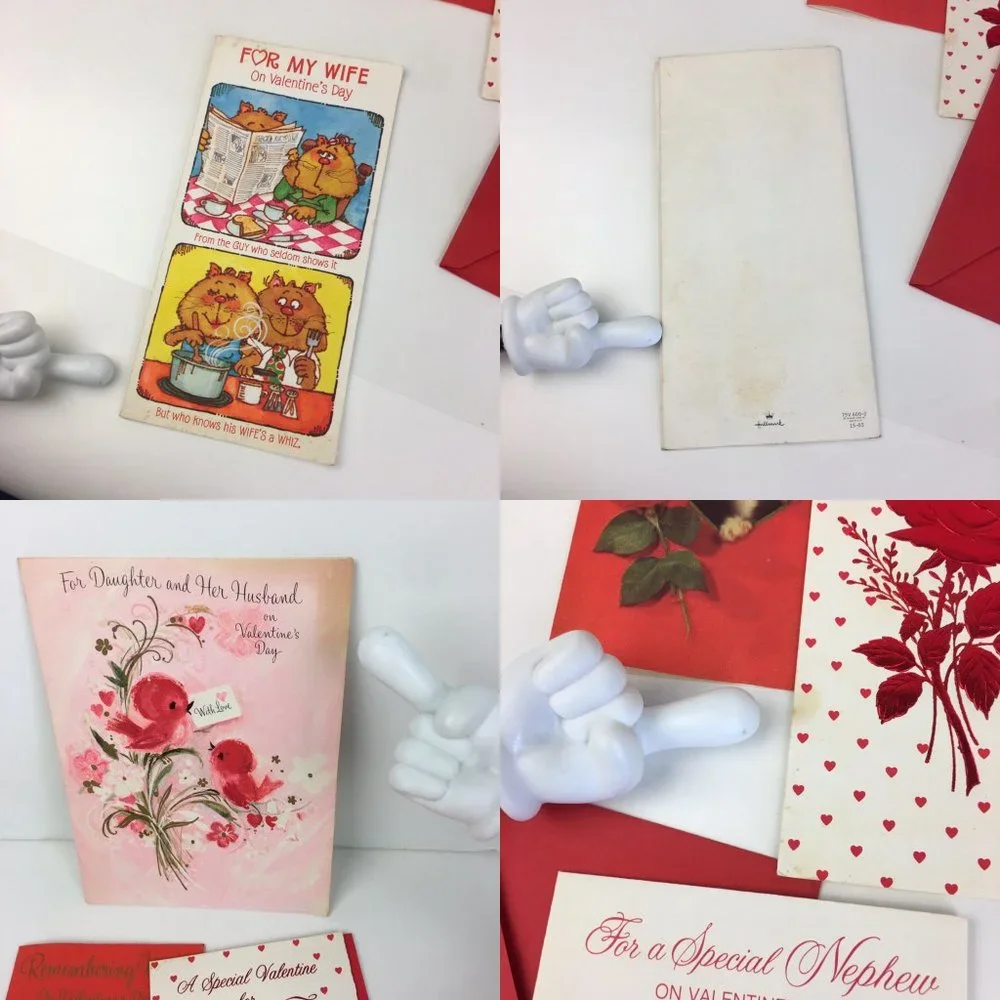 Vtg lot of 9 Used Valentines Day Greeting Cards Upcycle Scrapbook Repurpose READ